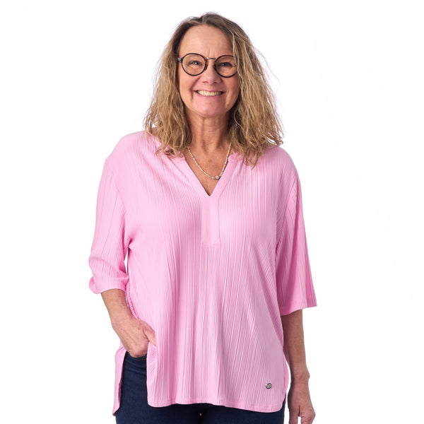 Ensfarvet bluse i luksus-modal fra Navigazione – Rosa