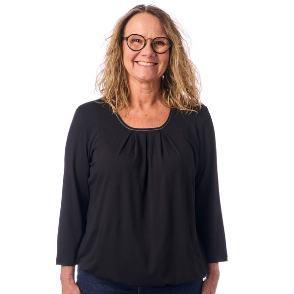 Patina model Sara bluse - 3/4 ærmer - Økologisk bambus – Sort