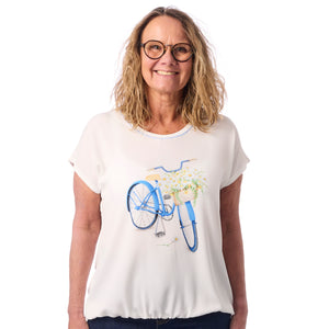 Sommerbluse med cykelprint fra Navigazione