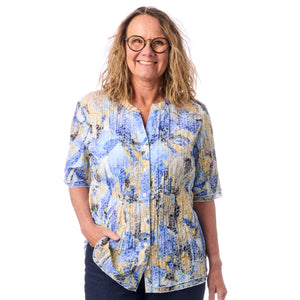 Krølskjorte i blåt print fra Navigazione