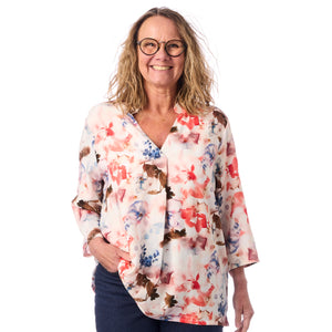 Tunikabluse med akvarelprint fra Navigazione