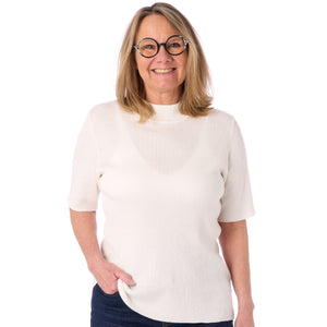 Ribstrik med høj hals og korte ærmer fra Signature