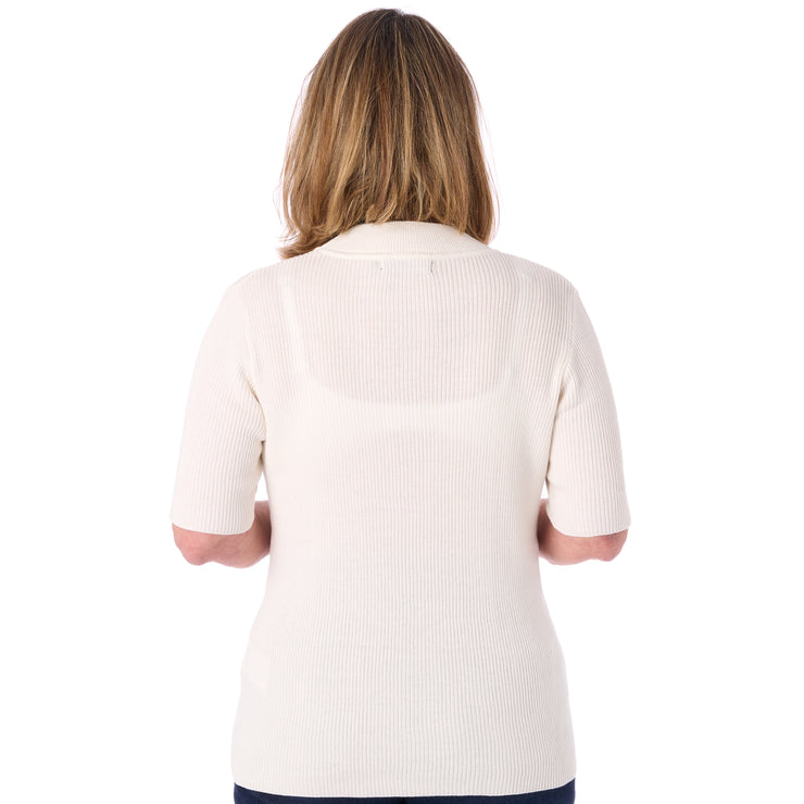 Ribstrik med høj hals og korte ærmer fra Signature