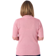 Ribstrik med høj hals og korte ærmer fra Signature