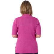 Ribstrik med høj hals og korte ærmer fra Signature