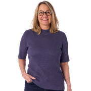 Ribstrik med høj hals og korte ærmer fra Signature