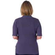 Ribstrik med høj hals og korte ærmer fra Signature