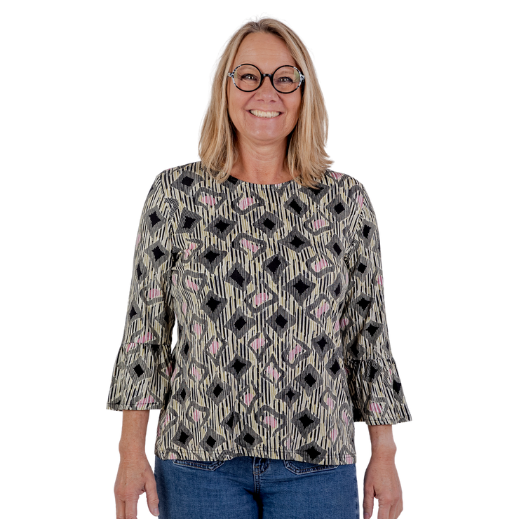 Patina model Clara - 3/4 ærmer med flæsekant - Viskose