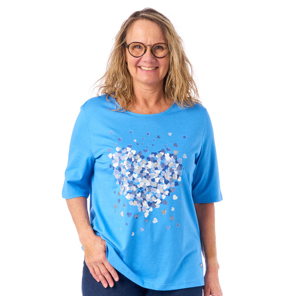 Navigazione t-shirt med hjerteprint – Lyseblå