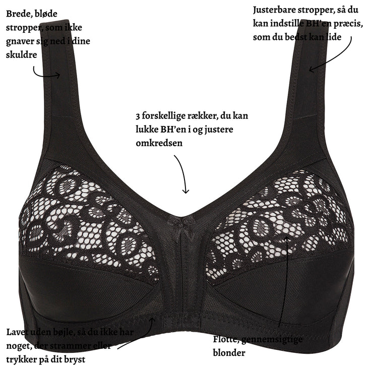 Naturana blonde BH: Brede, bløde og justerbare stropper - Ingen bøjle - Str. 75B til 100E