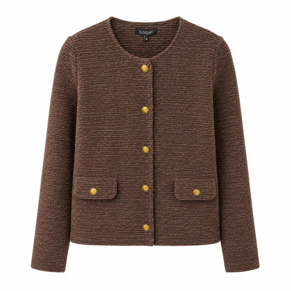 Sunday Cardigan med guldknapper – Chokolade Brun