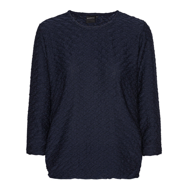Blød bluse med elastikkant fra Brandtex – Marineblaa