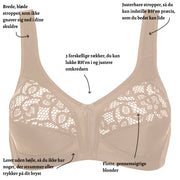 Naturana blonde BH: Brede, bløde og justerbare stropper - Ingen bøjle - Str. 75B til 100E