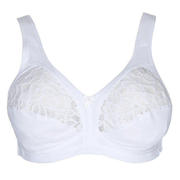 Naturana blonde BH: Brede, bløde og justerbare stropper - Ingen bøjle - Str. 75B til 105E – Hvid